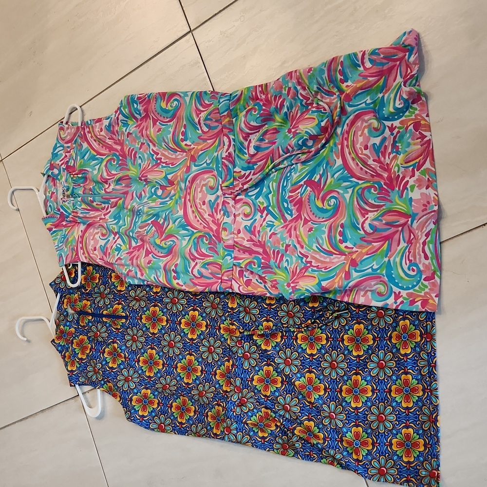 Ibkul Sleeveless Mock Neck Golf Dress Floral Lot of 2 Sz Sm UPF 50+ Floral